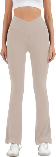 Miniatura 86 de HEGALY Pantalones de yoga acampanados para mujer, leggings cruzados, suaves, de cintura alta, pantalones casuales de entrenamiento con corte de bota