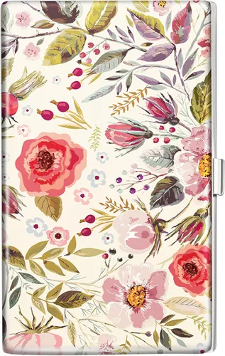 Miniatura 13 de Swooflia Funda para tarjetas de visita para hombres y mujeres, de metal verde con hojas tropicales tropicales, monedero delgado de bolsillo, fundas