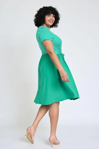 Miniatura 6 de Eloges - Vestido midi de manga corta en contraste para mujer con bolsillos S-3X Plus