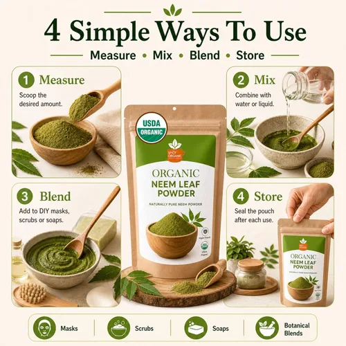 Miniatura 6 de SPICY ORGANIC Polvo de neem – 16 onzas – Certificado USDA orgánico – Sin OMG – Polvo de hojas de neem secas frescas para cabello y piel saludables