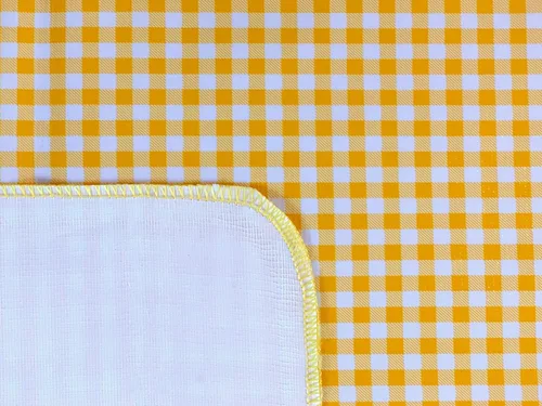 Miniatura 5 de Alux - Mantel de tela de hule a cuadros, amarillo, vinilo de plástico PVC, mantel de plástico, mantel de hule mexicano (círculo de 55 pulgadas)
