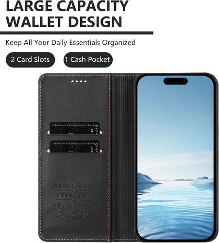 Miniatura 6 de Butterfly Embossed Leather Wallet Flip Case for Motorola Moto E22i 4G, Magnetic Closure, RFID Blocking Cover, Card Holder Black.
