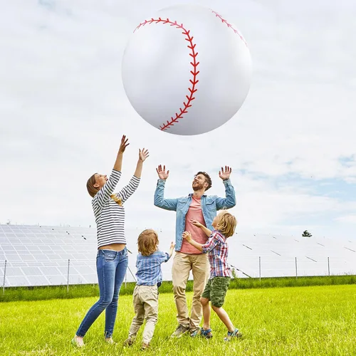Miniatura 5 de Lewtemi 2 unidades de béisbol y fútbol inflables gigantes de 27 pulgadas, bolas de playa inflables grandes, globos de gran tamaño para fiesta
