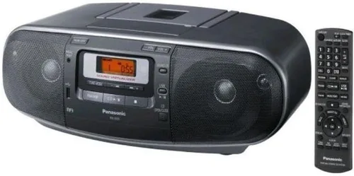 Panasonic RX-D55GC-K Boombox - Sistema de estéreo integrado portátil de alta potencia AM/FM, CD MP3, grabadora de cinta con USB y puerto de música