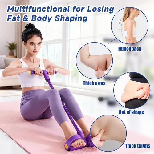 Miniatura 6 de Correa de resistencia con pedal multifuncional, banda elástica de 8 tubos con asa, equipo de ejercicio de yoga para dar forma al cuerpo, cuerda
