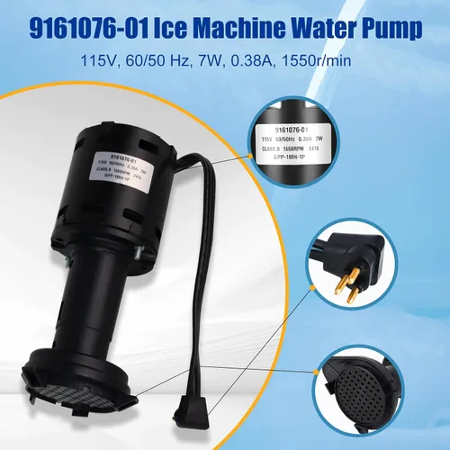 Miniatura 5 de 9161076-01 Bomba de agua compatible con modelos de máquina de hielo ice-o-matic reemplazar hartell GPP-1MH-1P HRIM-21-115 803338 115V 1550RPM