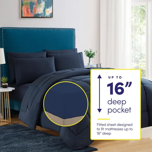 Miniatura 2 de Juego de edredón Twin XL con sábanas - Colección de ropa de cama de 5 piezas - 1 edredón, 1 sábana bajera, 1 sábana encimera, 2 fundas de almohada