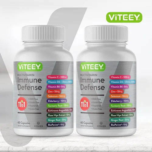 Miniatura 2 de Suplemento multivitamínico de defensa inmunológica 11 en 1 – Cápsulas de refuerzo inmunológico con vitamina D3, vitamina B6, equinácea, cúrcuma