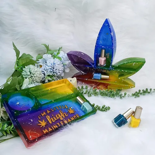 Miniatura 8 de Kit de fundición epoxi de resina de hojas y bandeja de mantenimiento de moldes de silicona