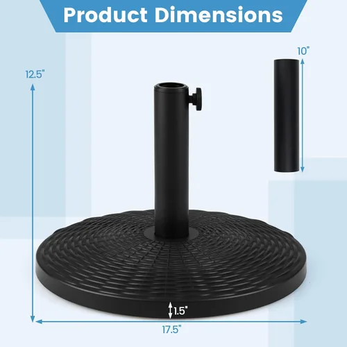 Miniatura 7 de Giantex Soporte de base de sombrilla de patio de 21 libras, soporte resistente para sombrilla para exteriores con base rellena de cemento, se adapta