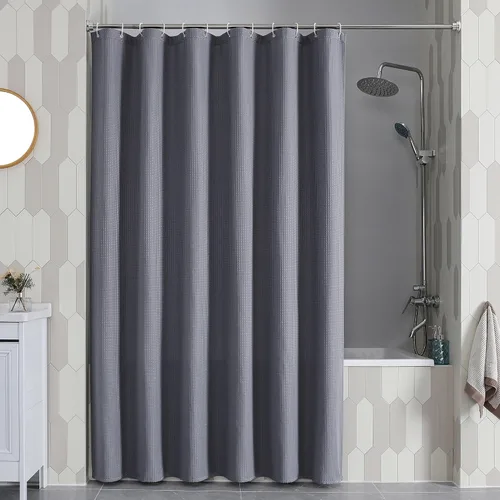 Miniatura 19 de OVZME Juego de cortina de ducha de tela para cabina - 36x72, tejido de gofre 230GSM, cortinas de ducha pequeñas para cabina estrecha, cortina