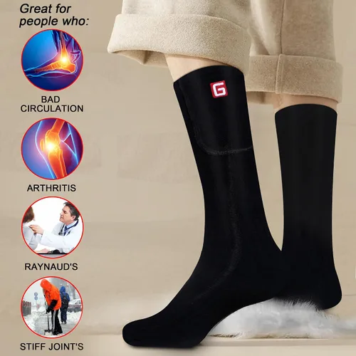 Miniatura 3 de Rabbitroom Calcetines calefactables para hombres y mujeres, recargables y lavables, para invierno, eléctricos, calentados térmicos, calentadores
