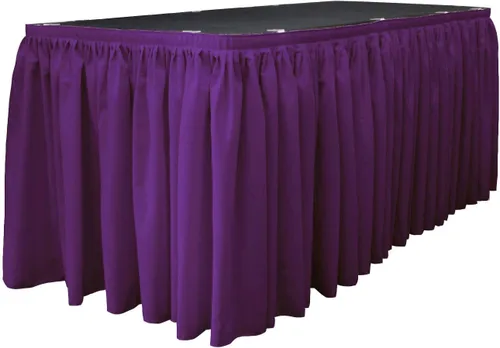 Miniatura 16 de LA Linen Falda de mesa de popelina de poliéster para mesas rectangulares, tela plisada para banquetes de boda, 14 pies por 29 pulgadas de largo