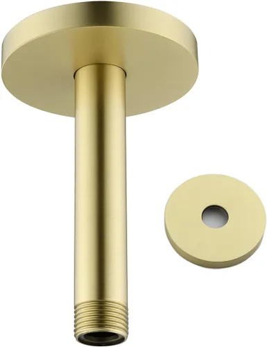 Miniatura 18 de Brazo de ducha montado en el techo de 4 pulgadas, extensión de cabezal de ducha negro mate con escudo único a juego, conexión estándar de 1/2