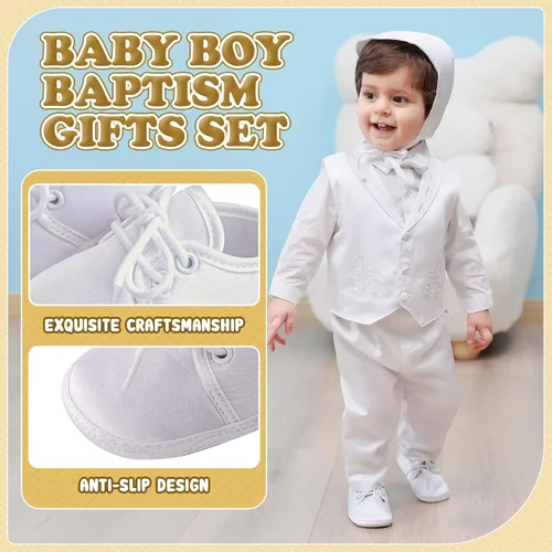 Miniatura 4 de Booulfi Calcetines para bebé, botines blancos para recién nacidos, zapatos de bautizo, calcetines para bebé, bautizo, trajes de Pascua