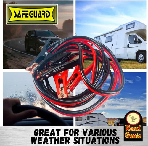 Miniatura 6 de Cable de refuerzo de calibre 6 de 16 pies Abrazaderas codificadas por colores Chapado en cobre de 400 amperios Sin enredos Bolsa