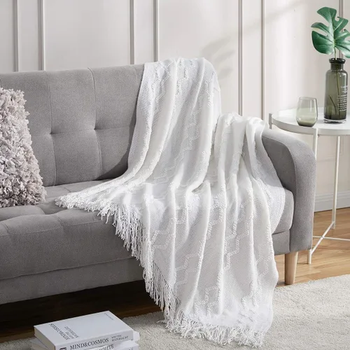 Miniatura 15 de Bourina - Manta de chenilla de punto, ligera, suave, acogedora, para cama, sofá, silla