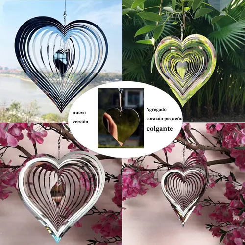 Miniatura 5 de DJUAN Giradiscos de Acero Inoxidable Reflectantes para Jardín al Aire Libre, Giradiscos de Viento Brillantes Dispositivos para Aves que Disuaden a