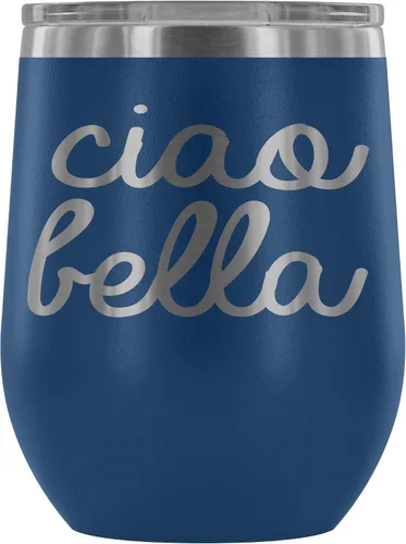 Miniatura 5 de Ciao Bella - Vaso de vino aislado con tapa, copa de vino de acero inoxidable sin tallo de 12 onzas, taza de viaje aislada al vacío de doble pared
