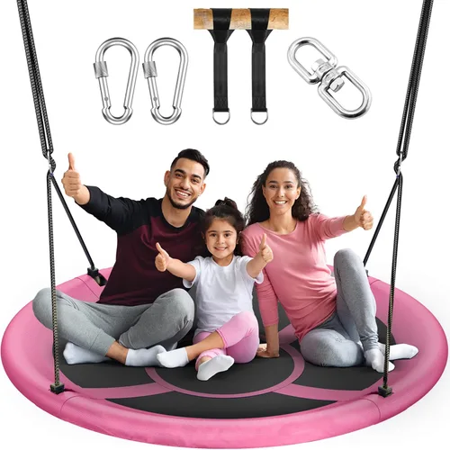 Miniatura 12 de Everyfun Columpio de Árbol Tipo Platillo Volador de 43" para Niños y Adultos, Capacidad de Peso de 700 libras, Columpio Platillo Volador Impermeable