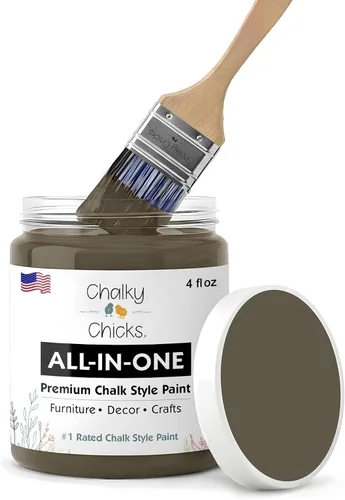 Miniatura 47 de Chalky Chicks - Pintura mate a la tiza, no requiere lijado, 4 onzas líquidas, color gris oscuro (Gun Metal Gray), para muebles, pintura sin Gris