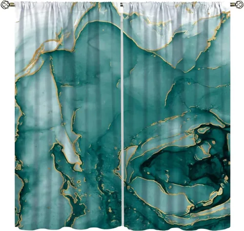 Miniatura 15 de Cortinas de mármol para dormitorio, arte abstracto moderno de lujo, textura de mármol blanco y negro, tratamiento de ventana para sala de estar