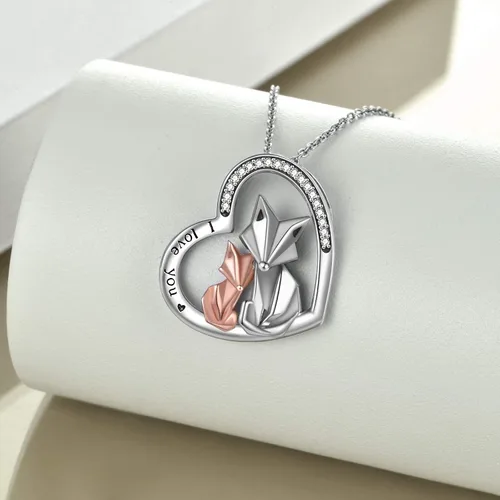 Miniatura 3 de ONEFINITY Collar de zorro de plata de ley 925 con colgante de zorro de origami para mujer, esposa, mamá