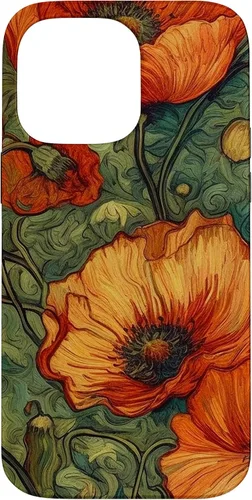 Miniatura 21 de iPhone 16 Floral Van Gogh Style Poppy Flower Case