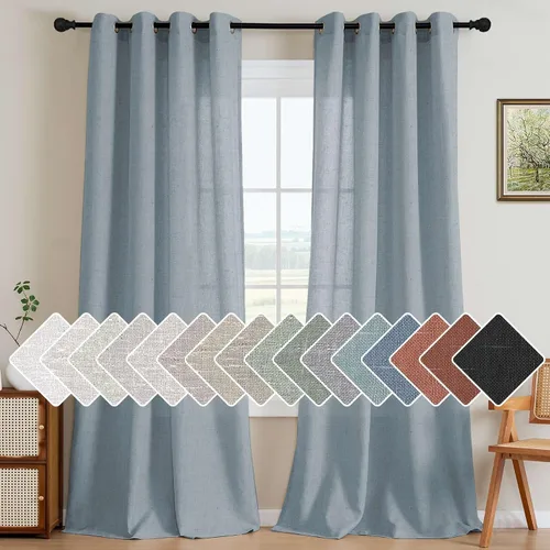 Miniatura 38 de H.VERSAILTEX Elegant - Cortinas texturizadas de lino natural mezclado con eficiencia energética, filtrado de luz, con ojales de níquel