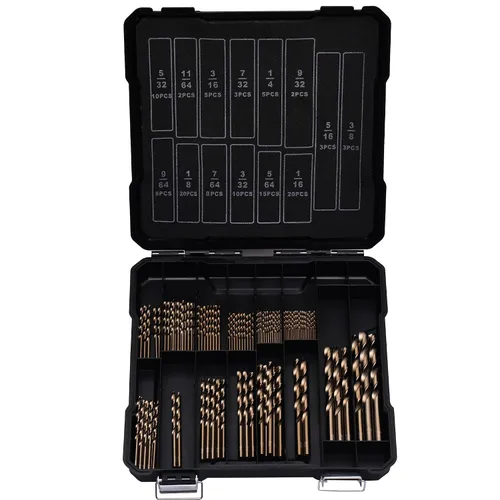Miniatura 12 de Juego de brocas de cobalto para metal endurecido y acero inoxidable, 122 piezas M35 de acero de alta velocidad con torsión Jobber, brocas de metal