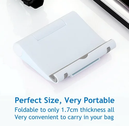 Miniatura 7 de Soporte de teléfono celular para escritorio, paquete de 2 soportes para teléfono móvil, soporte para tableta de escritorio, soporte plegable blanco