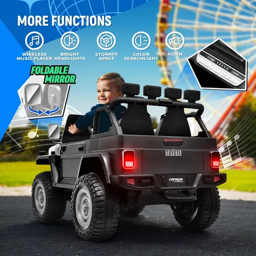 Miniatura 5 de Joywhale - camión de juguete para niños de 24V, de 2 plazas, con licencia Toyota Land Cruiser FJ40, 4WD, auto eléctrico alimentado con batería