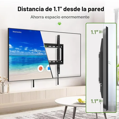 Miniatura 2 de USX MOUNT Soporte de pared fijo para TV con perfil bajo para la mayoría de televisores LED, LCD y de pantalla plana de 26 a 55 pulgadas, soporte