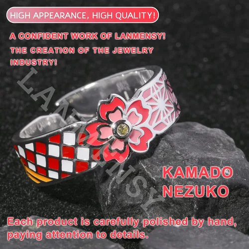 Miniatura 3 de LANMENSY Demon Slayer Anillos de anime Joyería original de plata de ley 925 "All24 estilos" nuevo Tamaño ajustable Kimetsu No Yaiba Cosplay Moda