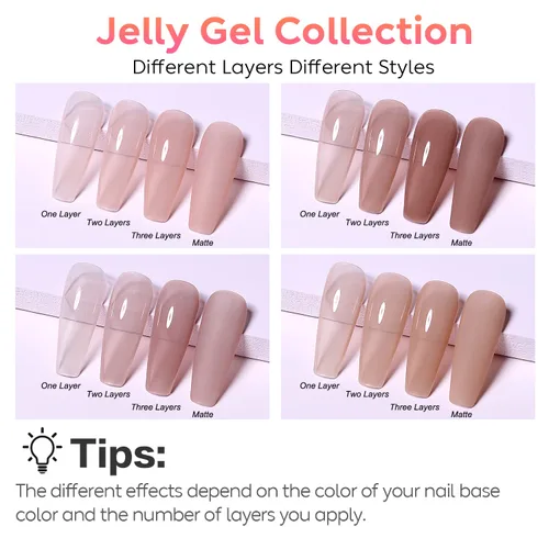 Miniatura 2 de AIMEILI Esmalte de uñas de gel transparente de gelatina helada para remojar UV LED sin hema, esmalte de uñas para el hogar, kit de barniz de SET4-21