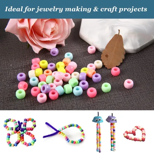 Miniatura 4 de Más de 3000 cuentas de poni, cuentas de pulsera multicolor para trenzas de cabello, cuentas de plástico para manualidades (paquete grande, clásico).