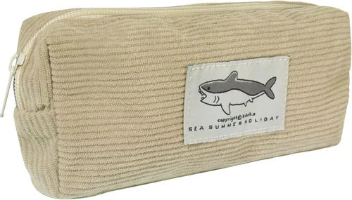 Estuche pequeño para lápices con gran capacidad, estuche con diseño de tiburón, bolsa con cremallera gris para oficina, organizador de papelería