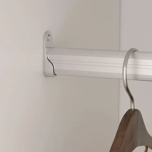 Miniatura 4 de ECACAD Armario con espejo, estantes de 5 niveles, 2 cajones, 2 varillas para colgar y 4 puertas, armario de almacenamiento de madera para Blanco