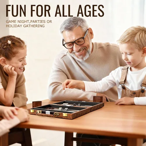 Miniatura 2 de ropoda Juego de mesa Backgammon (11 pulgadas) para adultos y niños, juego de estrategia de tablero clásico, juego de backgammon portátil y de viaje