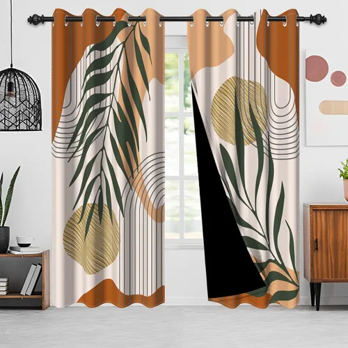 Miniatura 21 de Cortinas bohemias de cocina, diseño abstracto de mediados de siglo, arco negro, cortinas rústicas cortas para ventana de comedor, caravana, 21 x 45