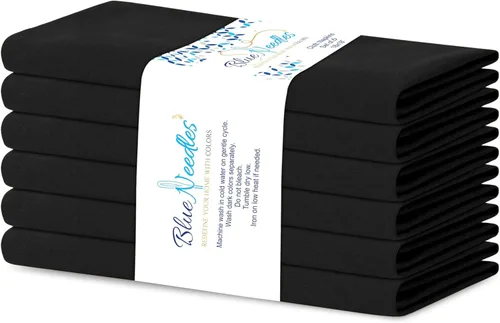Miniatura 18 de Blue Needles - Juego de 12 servilletas de tela sólidas azul marino 100% algodón, servilletas de cena de 45 x 45 centímetros - Suave, reutilizable