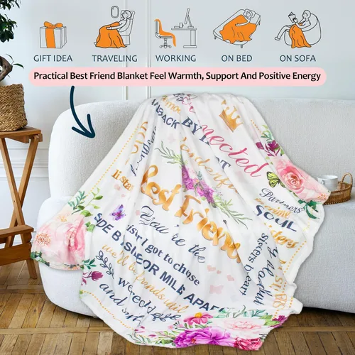 Miniatura 7 de Regalos de cumpleaños para mejor amiga, regalos para mejores amigas, ideas de regalos de mejor amiga para mujeres, manta de regalo de amistad