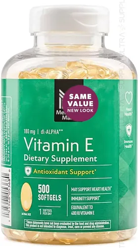 Members Mark - Cápsulas blandas de vitamina E (500 unidades), 180 mg (400 UI) | Apoyo antioxidante para la salud cardíaca e inmunológica, sin gluten