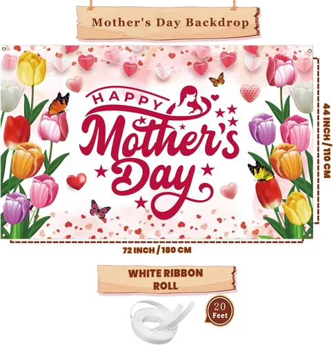 Miniatura 2 de Decoraciones para el Día de la Madre, telón de fondo para decoración de fiesta del día de la madre, 71 x 43 pulgadas