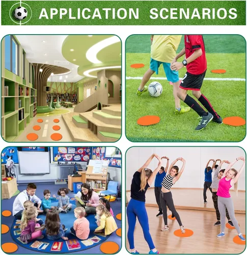 Miniatura 6 de Marcadores de goma para el suelo, puntos de agilidad antideslizantes de 9 pulgadas, conos planos para niños, deportes, fútbol, baloncesto