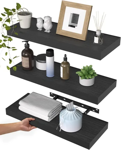 Miniatura 22 de WALI Estante flotante para TV y proyector, hasta 22 libras, soporte flotante negro para TV, soporte para DVD, soporte para proyector, soporte