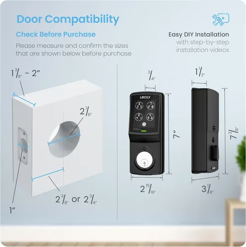 Miniatura 9 de Lockly Smart Lock modelo 7S, cerradura de puerta inteligente Bluetooth, entrada sin llave con teclado digital PIN Genie®, cerrojo de bloqueo