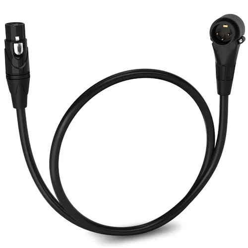 Miniatura 116 de LyxPro Cable de micrófono XLR hembra a macho de ángulo recto de 3 pines de 1.5 pies para altavoces amplificados, interfaz de audio, rendimiento
