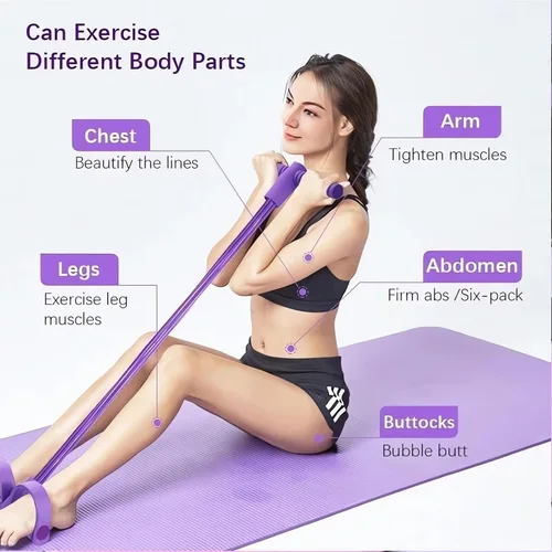 Miniatura 2 de Bandas de resistencia de pedal con asas, 21 bandas de resistencia de fitness, 6 tubos, bandas de resistencia con asas de pedal, bandas elásticas