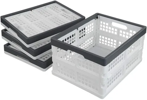 Miniatura 7 de Teyyvn Paquete de 4 cajas plegables para leche, contenedores apilables de plástico de 15 L